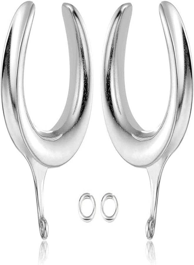 Earblity (10mm 00g DIY Ear Saddle Tunnel Plugs Piercing Stretchers Silver Hypoallergenic 316 Stainless Steel Ear Gauges Dangle Accessories Expander Fashion Body Jewelry 2PCS - Image 1